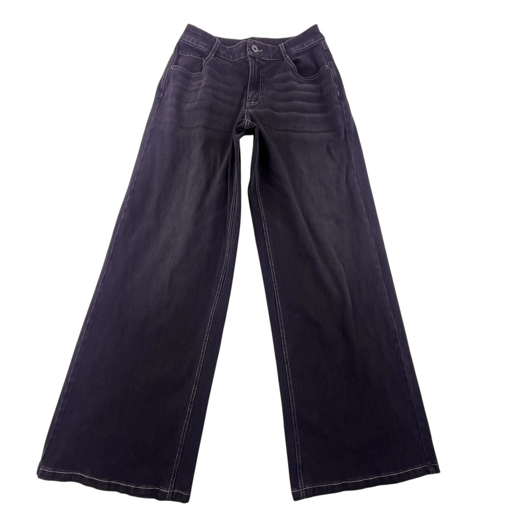 Halara Black Grey Wash Wide Leg High Waisted Denim Jeans Small Regular Stretch